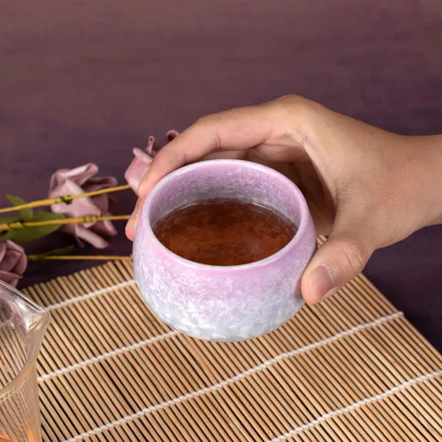 Miniatura 6 de KAMMAK Juego de 2 tazas de té pequeñas de porcelana de 6.7 onzas, tazas de té japonesas de cerámica para el hogar, fiesta, oficina, juego de té