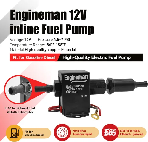Miniatura 2 de Kit de bomba de combustible eléctrica universal 12V 4.5-7psi Bomba de combustible eléctrica de baja presión con kit de instalación para carburador