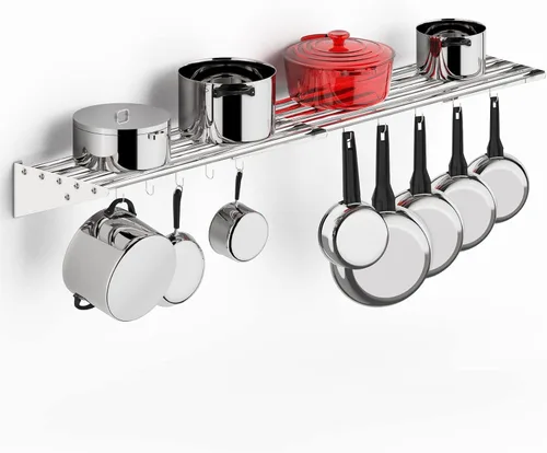 Miniatura 9 de Paquete de 2 estantes de almacenamiento multifuncionales de metal con tapa trasera para cocina, [certificado NSF] Estante de montaje en pared de Dos