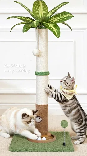 Miniatura 8 de Poste rascador alto para gatos grandes y gatitos, poste vertical de sisal interior de 33 pulgadas, estructura cuadrada resistente con 4 agujeros