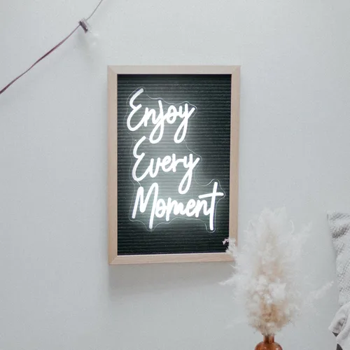 Miniatura 5 de Disfruta Cada Momento Letreros de Neón para Pared Letras de Neón Blancas Luces LED Letrero de Letras Dimmable Luces Iluminadas para Dormitorio Bar