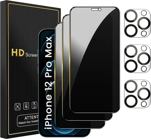 Miniatura 22 de Romkasi Paquete de 3 protectores de pantalla de privacidad para iPhone 11 de 6.1 pulgadas con 3 protectores de lente de cámara, película de vidrio