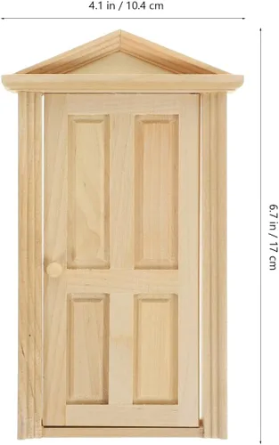 Miniatura 2 de Zerodeko Puerta de casa de muñecas escala 1 12, mini puerta de madera, frente de casa de muñecas escala 1 12, mini madera para muñecas, accesorios