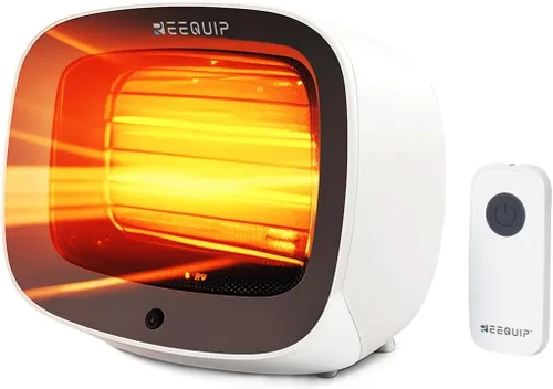 Calentador de espacio pequeño con control remoto magnético, color blanco - 1200 W PTC, calentamiento rápido, protección contra sobrecalentamiento y