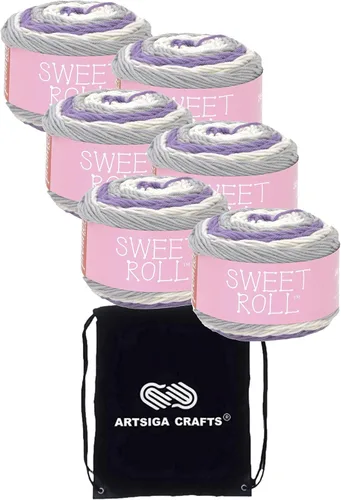 Miniatura 7 de Premier Yarns Sweet Roll Raspberry Swirl 1047-05 (6 madejas, el mismo lote de tinte) estambre mediano #4 para ganchillo y tejer con bolsa