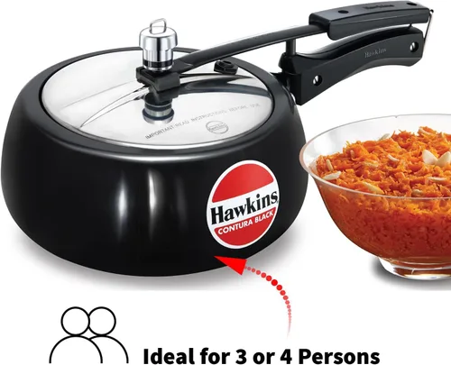 Miniatura 2 de Hawkins Olla a presión Contura negra de 3,5 litros, cocina de tapa interior anodizada dura, cocina Handi, negro (CB35)