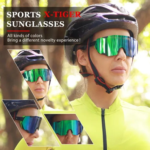 Miniatura 8 de X-TIGER Gafas de ciclismo polarizadas para hombres y mujeres, 5 lentes intercambiables UV400, gafas de sol deportivas, béisbol, correr, pescar