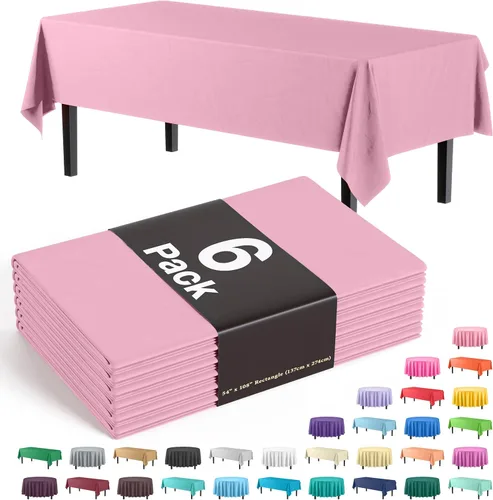 Miniatura 54 de Party Solids Paquete de 6 manteles de plástico prémium de 54 pulgadas x 108 pulgadas. Cubierta de mesa rectangular de plástico - Aqua