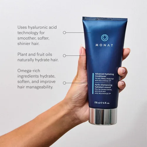 Miniatura 4 de MONAT Juego de champú y acondicionador de hidratación avanzada infundido con REJUVENIQE para cabello seco fino a medio, hidrata y fortalece, sin