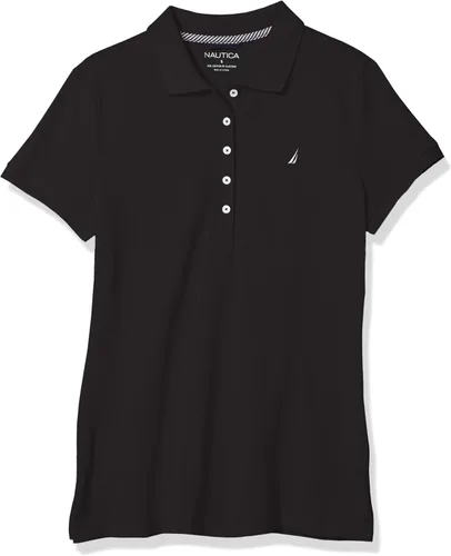 Miniatura 3 de Nautica - Camiseta de polo para mujer, de manga corta, 5 botones, transpirable, 100% algodón