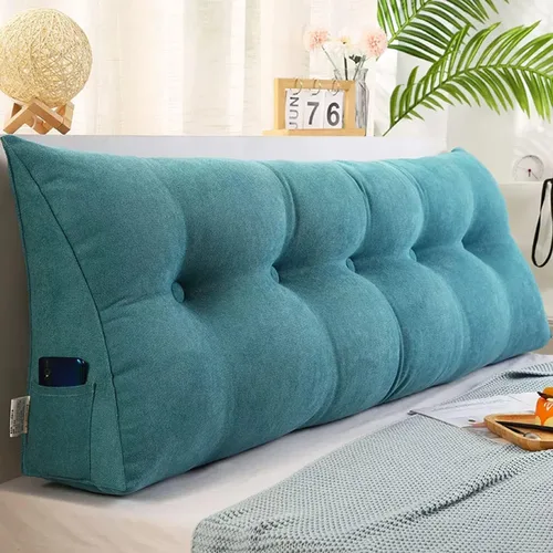 Miniatura 14 de Almohada triangular grande de cuña de lectura, cojín de cabecera para reposo en cama, almohada de forro polar para cabecero, respaldo con funda