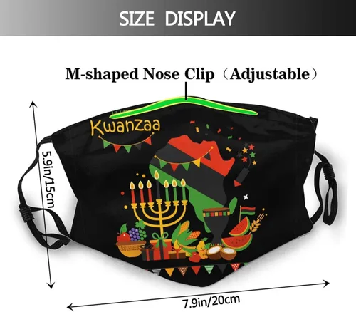 Miniatura 2 de UJVPXH Happy Kwanzaa - Mascarilla facial decorativa ajustable reutilizable al viento