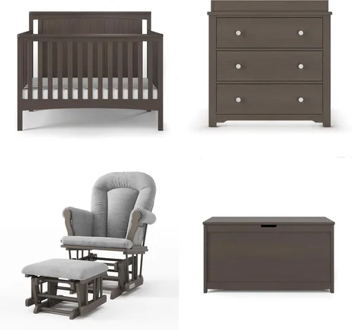 Child Craft Scout - Juego de muebles convertibles 4 en 1 para cuna de bebé, cómoda con cambiador, silla deslizante y caja de juguetes para bebés,
