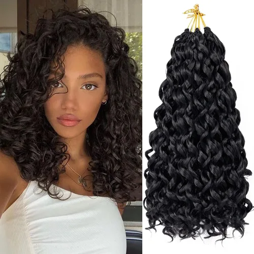Miniatura 65 de 7 paquetes de cabello rizado de ganchillo GoGo de 6 pulgadas, pelo corto, para mujeres, rizos de playa, trenzas de ganchillo de torsión profunda