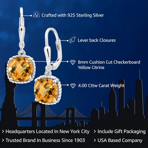 Miniatura 89 de Gem Stone King Aretes colgantes de plata de ley 925 de 0.315 pulgadas para mujer