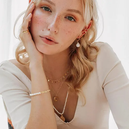 Miniatura 3 de Cowlyn Pearl Bracelet Paperclip Chain Link Baroque Culture Bossimi 14K Gold Filled Colorful Zircon Adjustable Fashion Valentine Charm Dainty