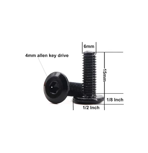 Miniatura 2 de 20pcs M6 x 0.591 in Remache Negro Avellanado Socket Cap Allen Tornillos Remache Tornillos Muebles Conexión 304 Acero Inoxidable