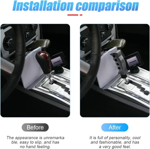 Miniatura 6 de Pomo de palanca de cambios para automóvil, agarre de transmisión manual y automática con mango tipo cuchillo con tornillos adaptadores y llave Negro