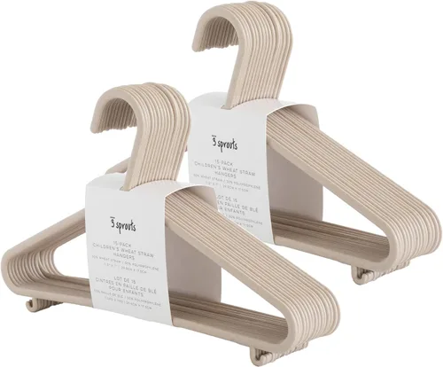 Miniatura 13 de 3 Sprouts Perchas de Plástico de Paja de Trigo - Paquete de 30 Perchas para Niños Pequeños para Ropa de Niños y Bebés, Abrigos - Ideal para Niñas