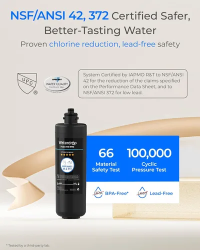 Miniatura 4 de Waterdrop RF10 - Cartucho de filtro de repuesto para filtro de agua debajo del fregadero 10UA/10UB, reduce PFAS, PFOA/PFOS, plomo, cloro, mal sabor