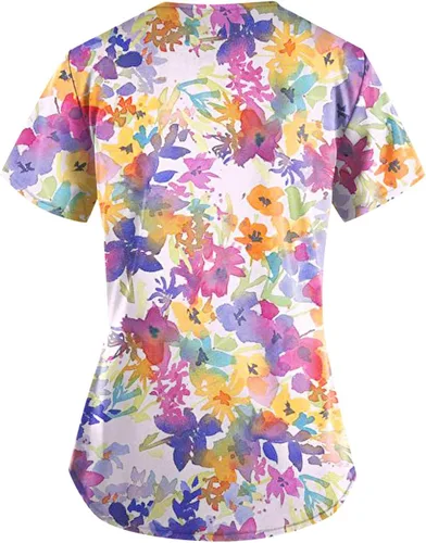 Miniatura 2 de Ropa quirúrgica para mujer, con estampado de uniforme de trabajo, cuello en V, manga corta, divertida, con bolsillos dobles
