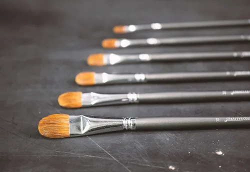 Miniatura 5 de Red Sable Filbert - Juego de 6 pinceles acrílicos, acuarelas, medios mixtos o pintura al óleo. Suministros de arte profesional de mango largo