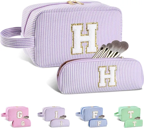 Miniatura 132 de Regalos personalizados para mujeres, bolsa de maquillaje con inicial, bolsa de maquillaje de viaje, bolsa de cosméticos, bolsa de artículos