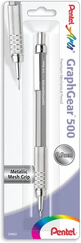 Pentel Arts GraphGear 500 - Lápiz de dibujo premium, 0.035 in, barril gris, paquete de 1 (PG529NPABP)