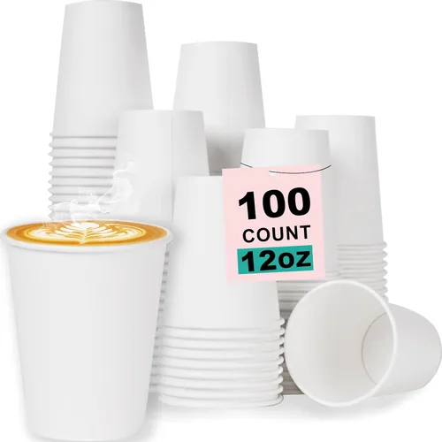 Miniatura 17 de Paquete de 100 tazas de café desechables de pared ondulada corrugada de 16 onzas con tapas y pajitas, tazas aisladas resistentes para bebidas