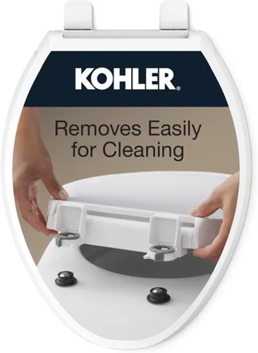 Miniatura 15 de KOHLER 4636-RL-0 Cachet ReadyLatch - Asiento de inodoro alargado con cierre lento, asiento de inodoro de cierre suave con tapa silenciosa, topes