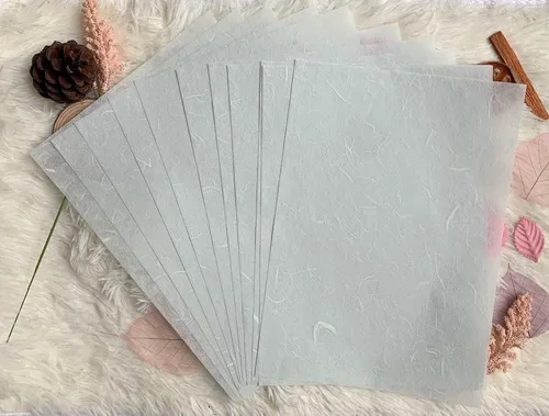 Miniatura 4 de 50 hojas A4 de fibra natural de morera, hojas de papel de morera, papel Washi, diseño de papel para manualidades, suministros de origami, Tono Pastel