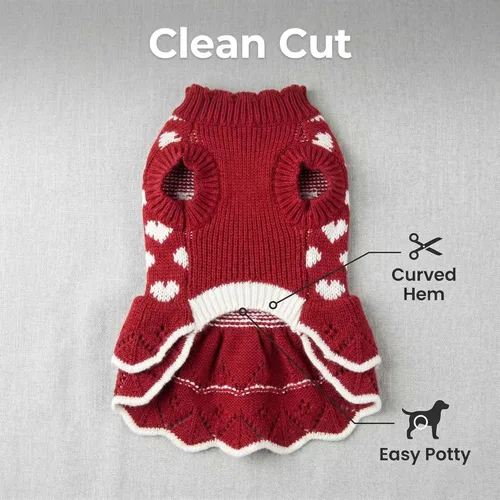 Miniatura 6 de Suéteres para Perros Pequeños para Niñas Rojos de Invierno, Ropa Cálida para Perros, Vestido de Navidad para Perros, Traje de Día, Ropa