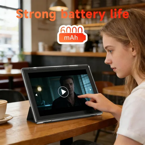 Miniatura 5 de WUIUHOU Tablet Android 15 de 10.1 pulgadas, 8 GB de RAM y 32 GB de almacenamiento, pantalla HD IPS, batería 5G WiFi 6,6000 mAh, cámara dual