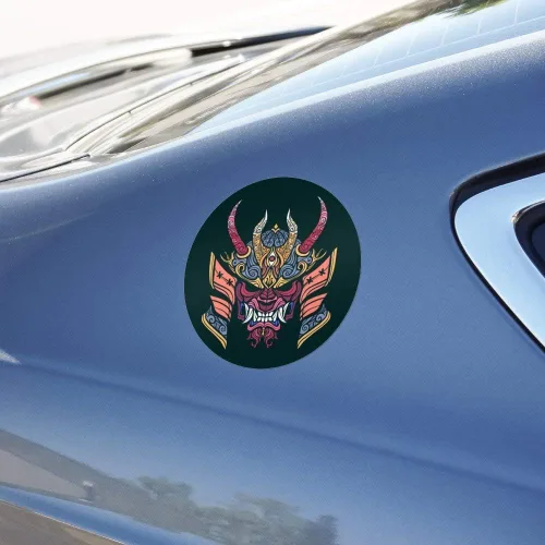 Miniatura 5 de Samurai Warrior - Máscara de demonio japonés Oni para automóvil, para ventanilla de coche, calcomanía circular para parachoques