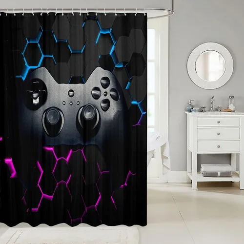 Miniatura 2 de Erosebridal Cortina de ducha para decoración de baño, con estampado de leones y rosas, para niños, adolescentes, niños, niñas, habitación del hogar