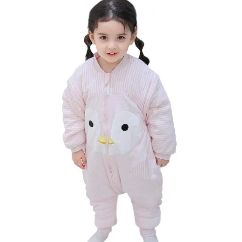 Miniatura 12 de Happy Cherry Saco de dormir de algodón grueso de invierno para bebé, manta cálida con mangas desmontables, Pingüino - Azul