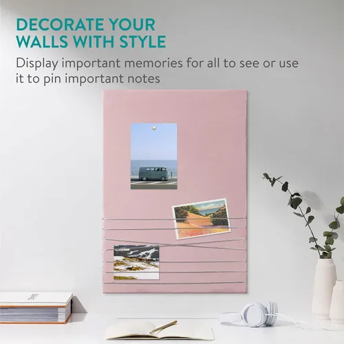 Miniatura 2 de Navaris Tablón de anuncios de tela, 12 x 17 pulgadas, tablero de memoria de terciopelo para pared para mostrar collages de fotos, imágenes, notas