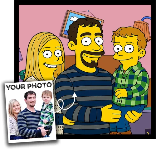 Miniatura 13 de Retrato de dibujos animados de estilo Simpson personalizado de tu foto, medio cuerpo, prueba de 24 horas, póster impreso o lienzo, regalo