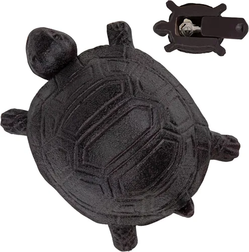 BarGifts Oculta una llave fuera de la falsa llave de roca oculta aspecto de tortuga para jardín o patio, caja de almacenamiento secreta para llaves