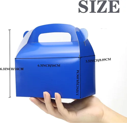Miniatura 3 de Paquete de 30 cajas de regalo de fiesta azul oscuro, cajas de regalo, cajas de regalo de papel a dos aguas con asas. Perfecto para fiestas de Azul