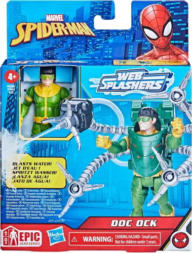 Miniatura 2 de Marvel Spider-Man Aqua Web Warriors - Figura de acción Doc Ock de 4 pulgadas con accesorio de equipo de agua recargable, figuras de acción