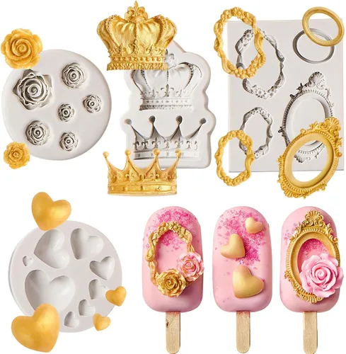 Miniatura 8 de JOERSH 3 piezas Moldes de silicona barrocos Molde de borde en espiral Molde de arcilla barroco Moldes de fondant para decoración de pasteles de boda