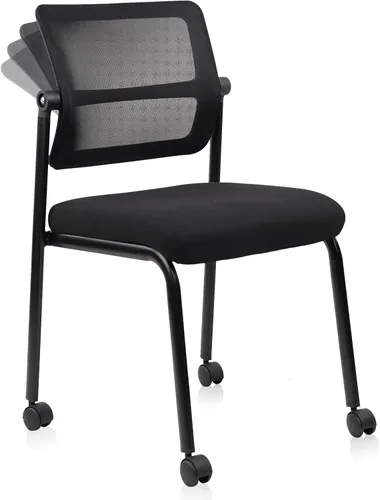 Miniatura 16 de CLATINA Silla apilable para sala de espera con respaldo de malla ajustable, sillas de recepción de invitados de oficina sin brazos con cojín