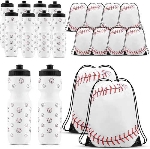 Sunnyray 20 piezas de recuerdos de fiesta de béisbol de 13 x 17 pulgadas bolsa de béisbol con cordón y vaso deportivo de 24 onzas para gimnasio