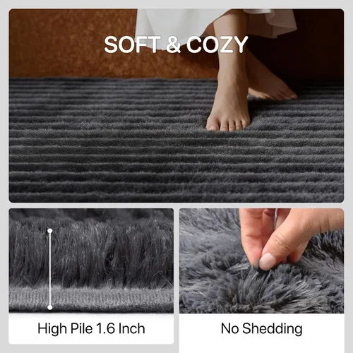 Miniatura 3 de GENIMO Alfombra de área de 5 x 7 pies para dormitorio, alfombra suave y antideslizante para niños y niñas, alfombras de felpa sólidas para sala