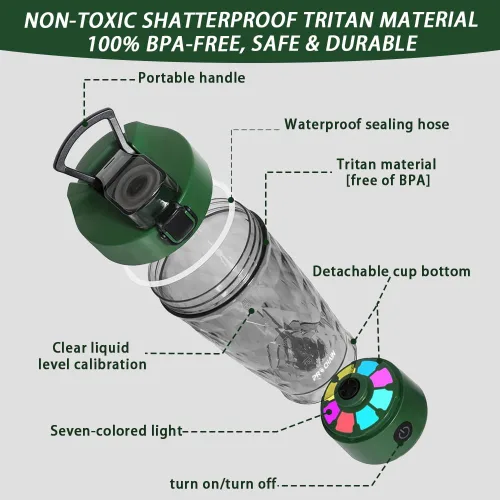 Miniatura 2 de PROCHAIN Botella agitadora eléctrica de proteínas, mezclador de batidos de proteínas, taza de mezcla automática portátil para preentrenamiento, Verde