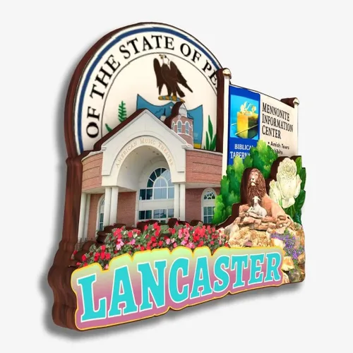 Miniatura 2 de Lancaster Pennsylvania USA America - Imán de madera para nevera, colección de madera, madera 3D, hecho a mano, recuerdos de la ciudad, imán