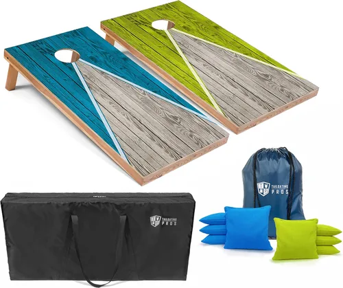 Miniatura 64 de Tailgating Pros Juego de tablero de Cornhole ligero con diseño piramidal con bolsas de frijoles y estuche de transporte, juego de cornhole