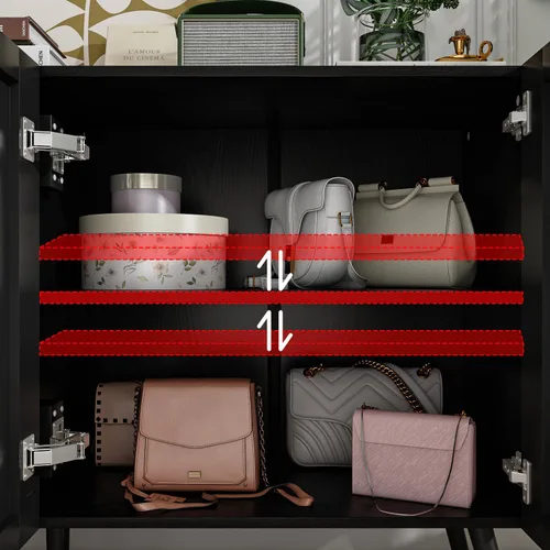 Miniatura 4 de Aparador de buffet con almacenamiento, armario de cocina de 55.1 pulgadas de ancho con 4 puertas, moderna consola de mesa de buffet Credenza