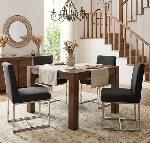 Miniatura 9 de Shunzhi Juego de 2 sillas de comedor modernas tapizadas de cuero PU, sillas de comedor de mediados de siglo, sillas laterales sin brazos, cómodas